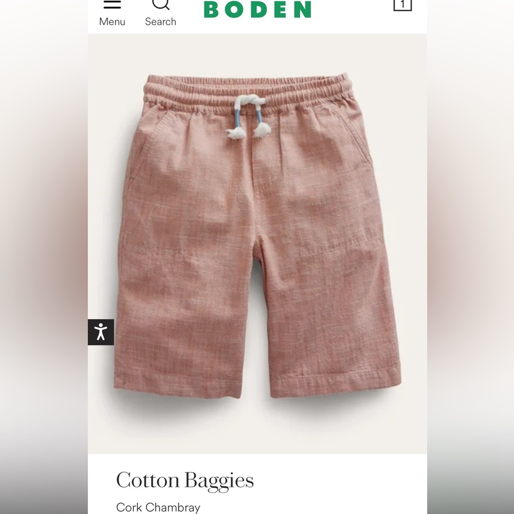 Mini Boden Cotton Baggies, boys, 9Y, cork chambray